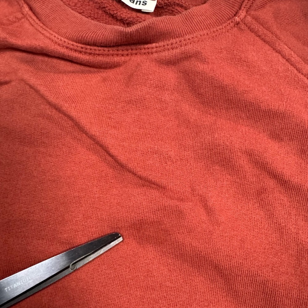 Reformation Jeans 100% Organic Cotton Raglan Sweatshirt Red M Tomato Girl Cozy - Picture 8 of 9